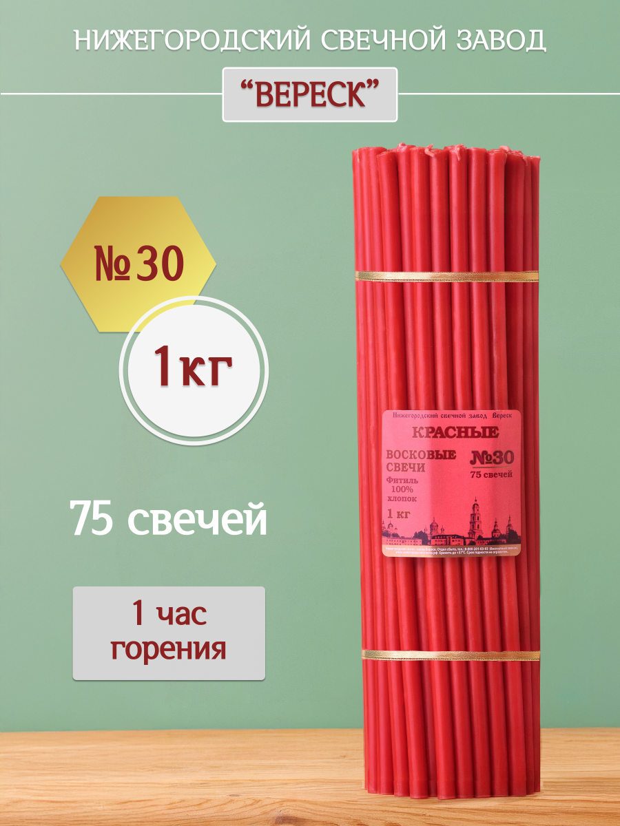 Восковые свечи КРАСНЫЕ пачка 1 кг № 30